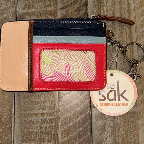 NWT, The Sak Leather ID/ key ring card case in multi color. - Picture 3 of 5
